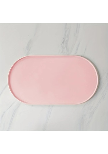 Elmpaly Pembe Kaymaz Hızlı Kurur Anti-takla Kenarlı Kedi Köpek Yemek Matı