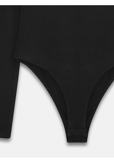 Dilvin 32549 Kayık Yaka Bodysuit-siyah Siyah