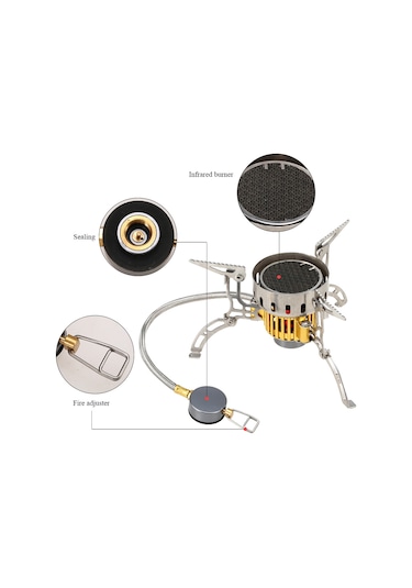 Ranyeek Kuru Dış Mekan Kamping Isıtıcı - Entegre Ateşleme Yok - Gri - 3500w Inframeri Isı Kaynağı, Paslanmaz Çelik, 225g Hafif Tasarım Gri