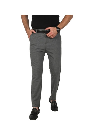 Deepsea Erkek Antrasit İtalyan Kesim Tüylenmez Likralı Spor Pantolon Esnek Kumaş Bilek Boy Boru Paça Klasik Pantolon 2502005 Antrasit