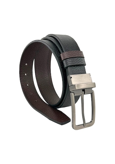 Kahvrengi Siyah Çift Taraflı Hakiki Deri 3.5 Cm.lik Klasik Kemer - 300-809 Lacivert