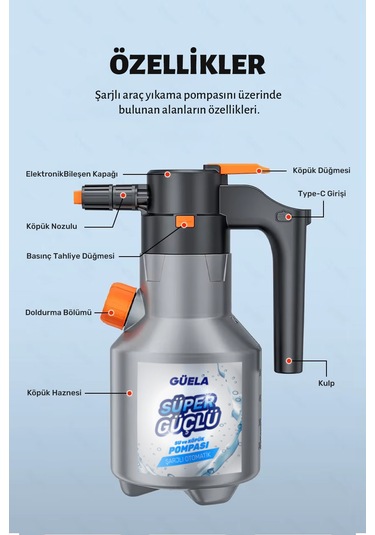 Şarjlı Otomatik Yüksek Basınçlı Oto Araba Temizleme Köpük