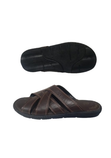 Hınıs Erkek Kahve Yumuşak Deri Dar Kalıp Günlük Şık Terlik Kahverengi