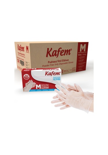Kafem Beyaz Vinil Eldiveni Pudrasız M 100 Adet X 20 Paket Koli