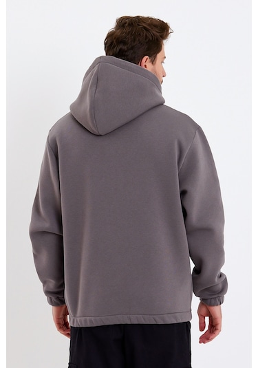 JAHR MARC Gri Nakışlı Oversize Erkek Sweatshirt Gri