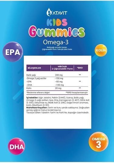 Atavit Kids Omega-3 60 Gummies 2 Adet