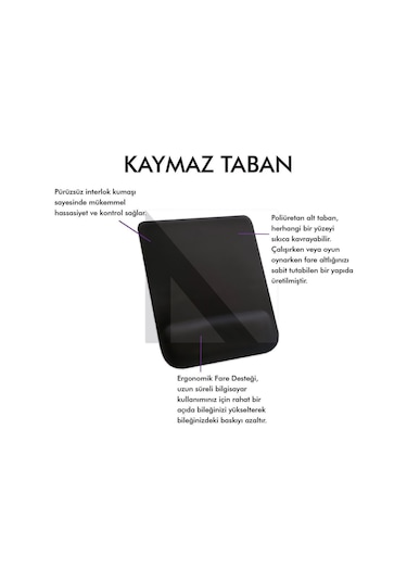 Mp02 - Dörtgen Bilek Destekli Mouse Pad Konfor, Kaymaz Taban, Ergonomik, Yumuşak, Ev,ofis 1 Adet