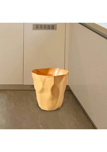 Sarı Çöp Kovası Dekoratif Kapaksız Nordic Üstü Açık Çöp Konteyneri Ev İçin Sarı