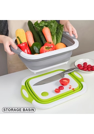 Tcherchi Açık Havada Kamp ve Seyahat İçin Taşınabilir Katlanabilir Kesme Tahtası Gri Beyaz