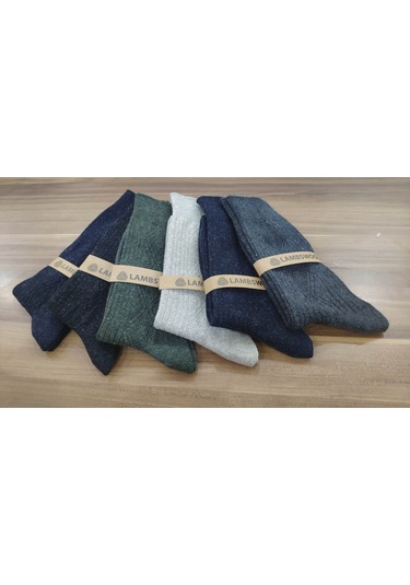 Erkek 6 Çift Kışlık Lambswool Çorap Siyah