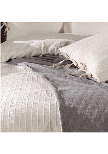 Nevresimli Yatak Örtüsü Müslin Çift Kişilik Dante Gri