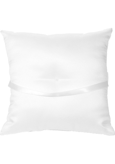 Flybuy Yüzük Yastık Ve Taşıyıcı Set Sepeti Lüks Saten İnç Fiyonk Damat Çiçek Beyaz 7 7 Ll Diğer