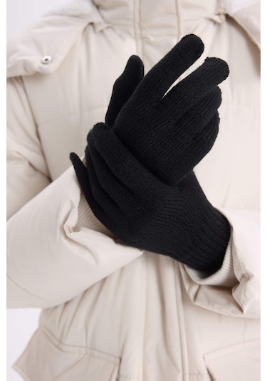 Defacto Kadın Triko Eldiven U9066AZ24WNBK23 Siyah