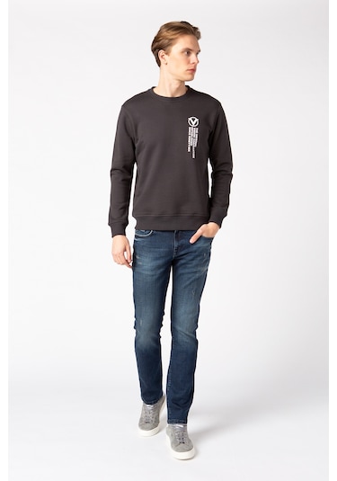 Vigoss Erkek Baskılı Sweatshırt 62132-30048 - Koyu Antrasit