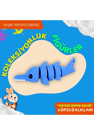 Tavşan Yumi Köpek Balıkları Koleksiyonu- 4 Parça 5-7 Cm Hareketli Oyuncaklar Ve Bilgilendirici Kartlar "