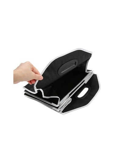 Monyee Araba Bagajı Çekirdekli Depo Kutusu, 3 Bölmeli Ve Çok Cüzdanlı, Kolay Katlanabilir, Geniş Kapasiteli Siyah Non-woven Organizer