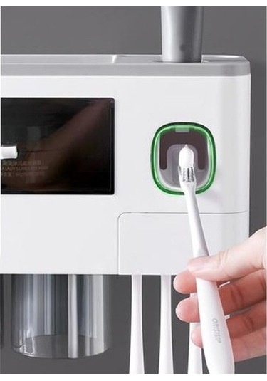 Willowhaven Beyaz Diş Fırçası Tutucu Ve Otomatik Diş Macunu Dağıtıcı 2 Adet Beyaz Gri