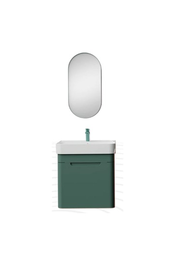 Creavit Colorit Kapaklı Lavabo Dolabı 60 Cm Ve Ayna Nil Yeşili