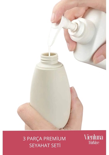 Premium Ürün Özel Çantalı Taşınabilir Tatil Seyahat Plaj Deniz Makyaj Krem Sprey Banyo Seti 3 Parça