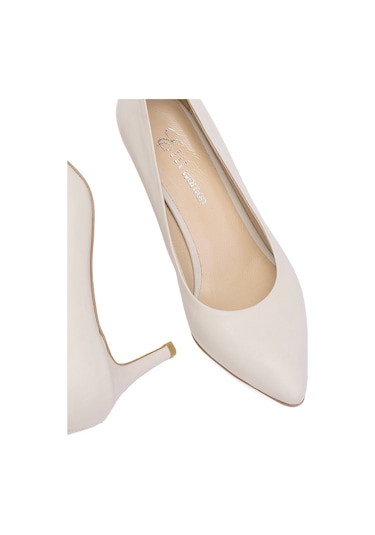 Elit Selestia Kadın Hakiki Deri Stiletto Bej Bej