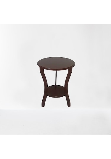 Üç Ayak Fiskos Çiçeklik Sehpa Parlak Ceviz Lake Boya Çift Kat Ahş