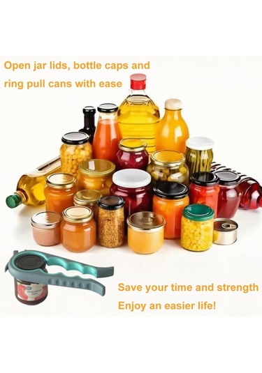 Xindoker Zayıf El Gücü Ve Artritli Kişiler İçin Mavi Çok Fonksiyonlu Kolay Kapağı Açıcı Şişe Ve Konserve Açma Özelliği Mavi