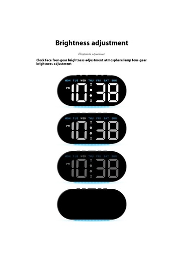 Gh8035 Çok İşlevli Led Dijital Çalar Saat Büyük Ekranlı Ortam Işığına Sahip Başucu Saati - Beyaz Gövde / Mavi Işık Beyaz Kabuk / Mavi Işık