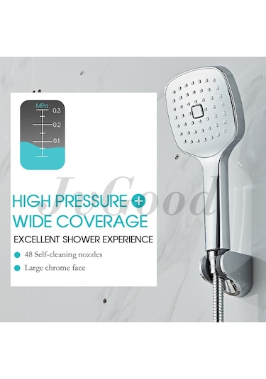 Jvgood Kendi Kendini Temizleyen Duş Başlığı Yüksek Basınçlı Jet Seti Banyo 1.5m Çelik Hortum İle Abs Kaplama