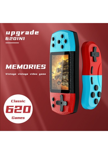 Vkemall G620 El Tipi Oyun Konsolu 3.0 İnç Renkli Ekran 620 Eski Oyun Av Bağlantı Desteği Kumanda İle Kırmızı-sarı