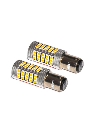 Premium Fx4045 Serisi Mercekli 66 Led Turuncu Çift Duy Sinyal Ampülü Süper Parlak İki Adet