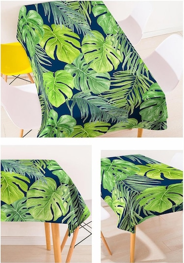 Suntek Tropikal Bitki Baskılı Masa Örtüsü Çiçek Kare-3