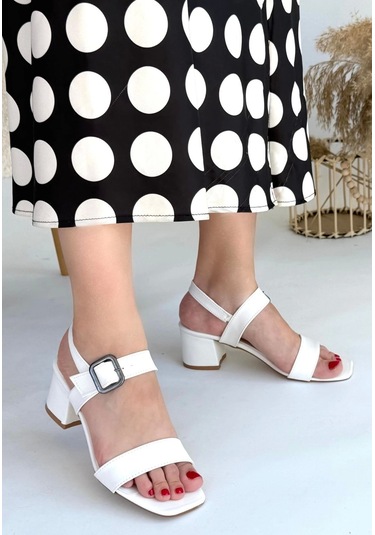 Year Beyaz Cilt Kadın Topuklu Ayakkabı Beyaz