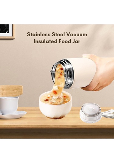 Ximistore9 304 Çelik Çocuk Termos Kavanozu 500ml, İki Kullanıma Uygun Kapak, Isı Saklama, Siyah Siyah