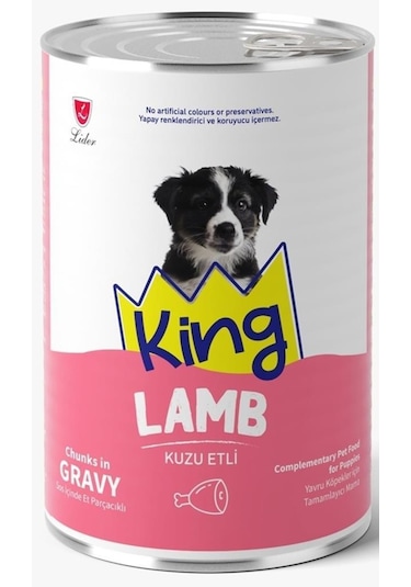 King Et Parçacıklı Kuzu Etli Yavru Köpek Konserve 400 Gr 48 Adet