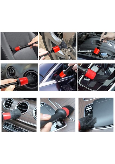 Vkemall 10'lu Otomobil Temizlik Seti: Detay Fırçalar, Tel Fırçalar Ve Klima Venti Temizleyici - Siyah Ve Yeşil