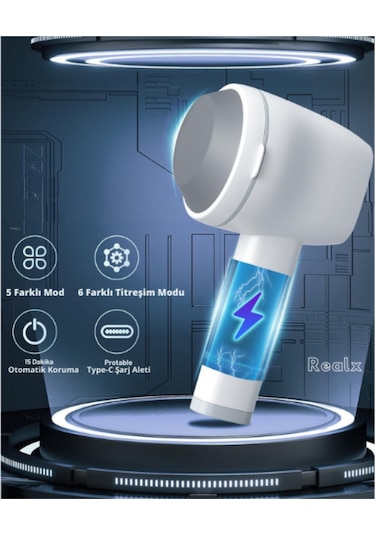 Realx Şarjlı 8 Başlıklı 5 Modlu Tüm Vucüt Masaj Aleti Body Massan Beyaz