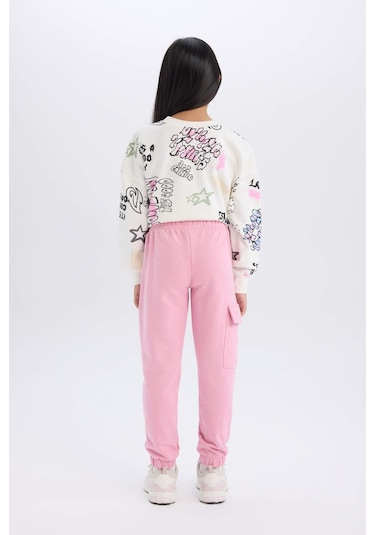 DeFacto Kız Çocuk Kargo Cepli Beli Paçası Lastikli Jogger Eşofman Altı D2872A824WNPN445 Pembe