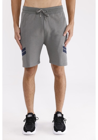 Rowinger Çift Şerit Bant Detaylı Bağcıklı Yan Cepli Süper Koton Rahat Kalıp Şort Haki