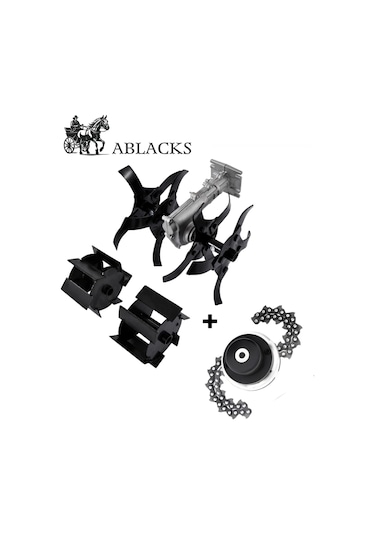 Ablacks Çift Toprak Çapalama Aparatı Sırt Yan Uyumlu 26mm 9 Diş + Zincirli Başlık
