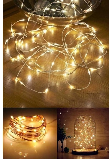 Peri Led Işık 10 Metre (Sarı) Pilli + 50 Adet Küçük Mandal Sarı