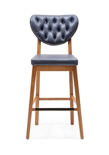 Olivya Ahşap Bar Sandalyesi Mavi