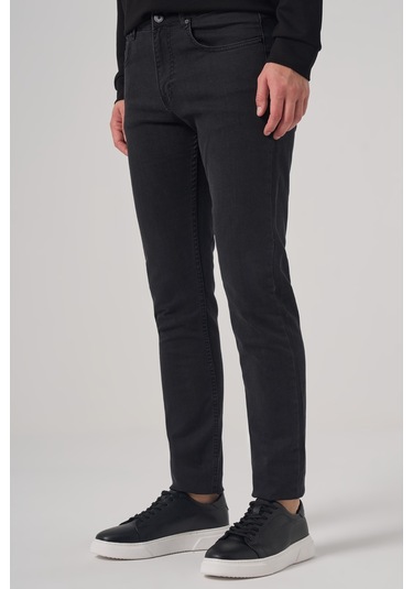Erkek Siyah Denim 5 Cep Slim Fit Jean Kot Pantolon 25ms003044001 Siyah Siyah