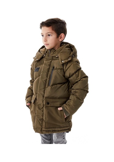 Benitto Kids Erkek Çocuk Kapüşonlu Kalın Kışlık Mont 51335 Haki