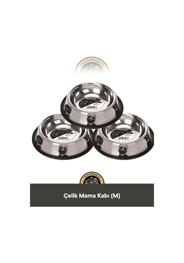 M-pets 3'lü Çelik Mama Kabı M