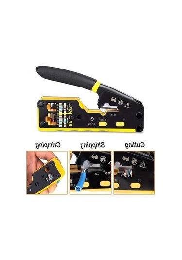 Besthome1 Modüler Sarı Ratcheting Veri Kablosu Crimper Tel Stripper Cutter Rj11 Rj12 Rj45 1 Adet