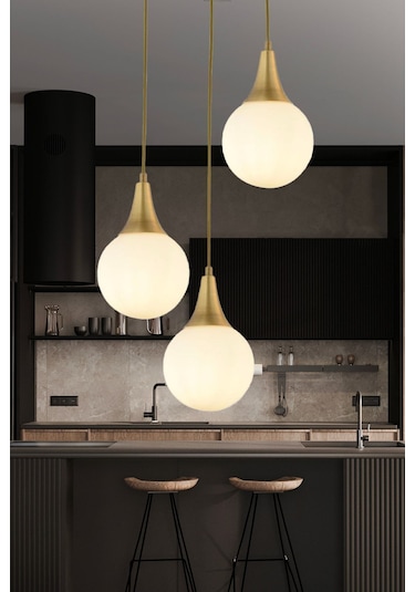 Apliqa Damla 3'lü Yuvarlak Eskitme Modern Avize