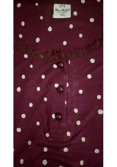 Miss Melina Bambu Kısa Kol Kadın Pijama Takımı Puantiyeli Bordo