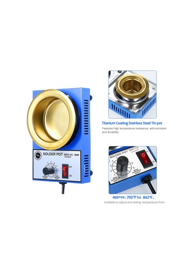 Hallow 300 W 220 V 100 MM 1200g Mini Kurşunsuz Lehim Pot Titanium