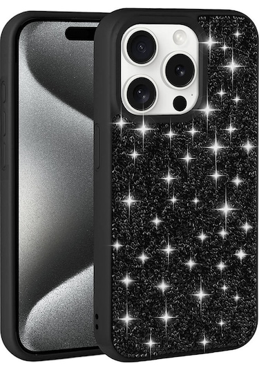 İphone Uyumlu 15 Pro Kılıf Parlak Taşlı Tasarım Zore Pırlanta Kapak Caselab