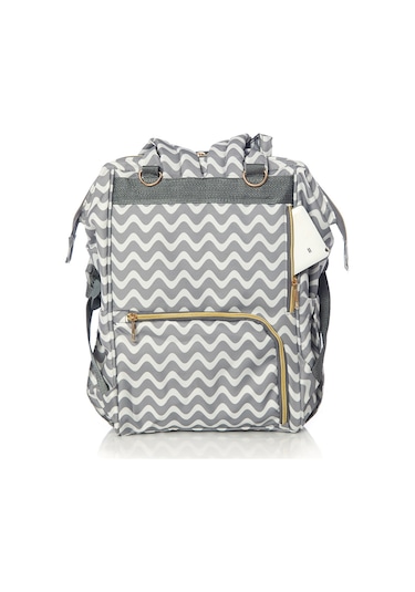 Lal Baby Zikzak Desenli Anne Bebek Bakım Sırt Çantası Gri